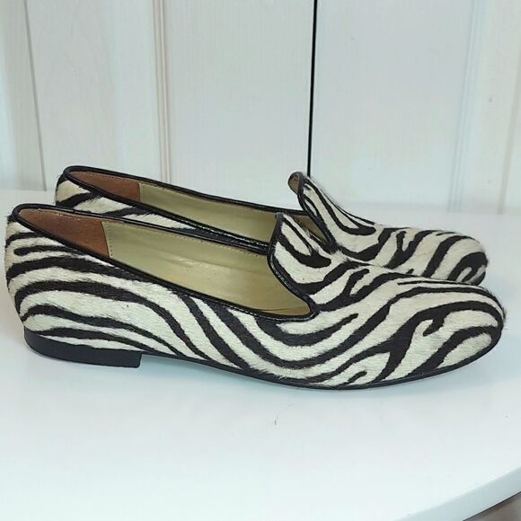 Peter Kent Zebra Print Calf Hair Loafers Sz 37 - Picture 4 of 11